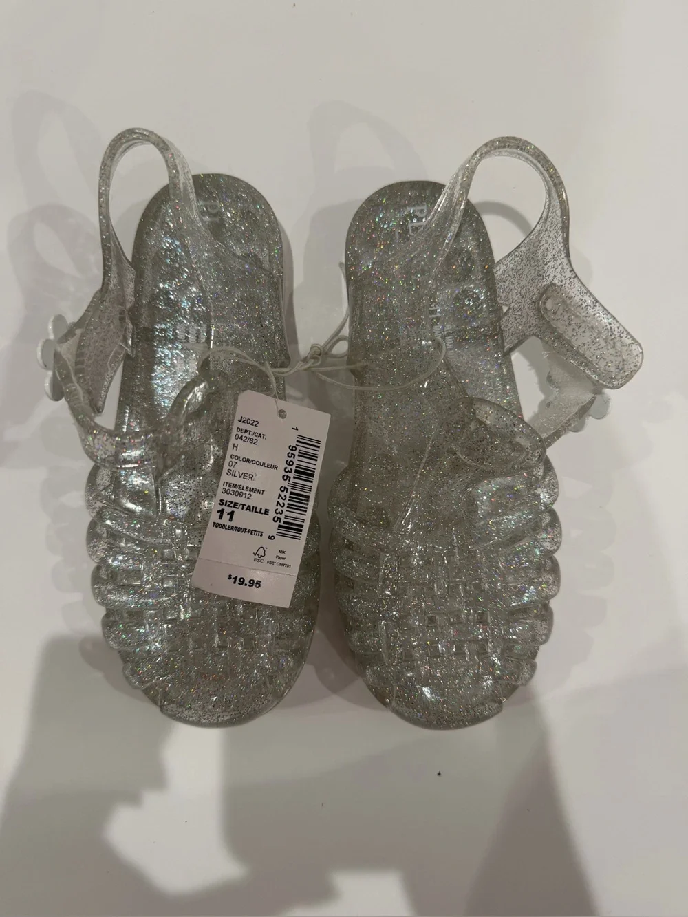 Place Silver Glitter Jelly Sandals (Kids)